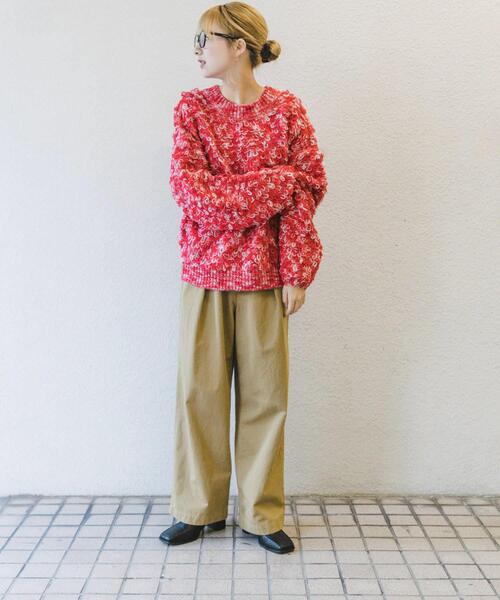 ITEMS URBANRESEARCH(アイテムズ アーバンリサーチ)の「ループ編みミックスニット(ニット/セーター・レディース・グリーン/レッド・FREE)」の13枚目の写真