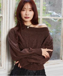 mysty woman | ラメモールボートネックプルオーバー　250733(ニット/セーター)