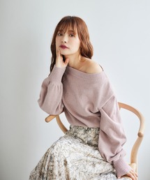 mysty woman | ラメモールボートネックプルオーバー　250733(ニット/セーター)