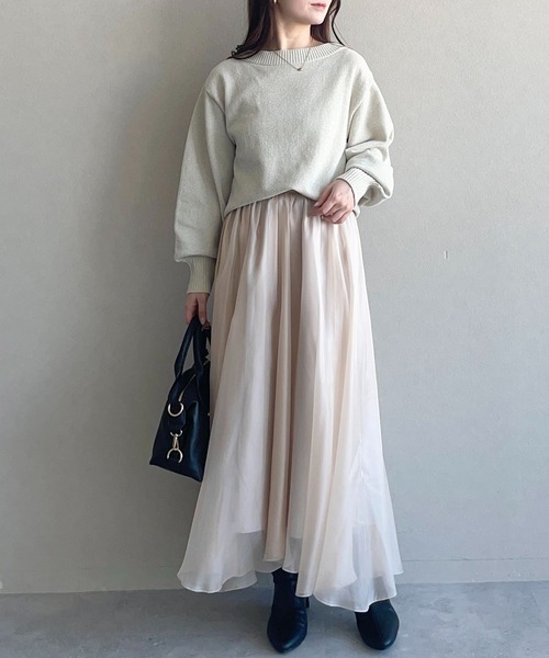 mysty woman（ミスティウーマン）の「ラメモールボートネックプルオーバー　250733（ニット/セーター・レディース・ライトピンク/ライトブルー/ブラック/アイボリー/ブラウン・FREE）」の15枚目の写真