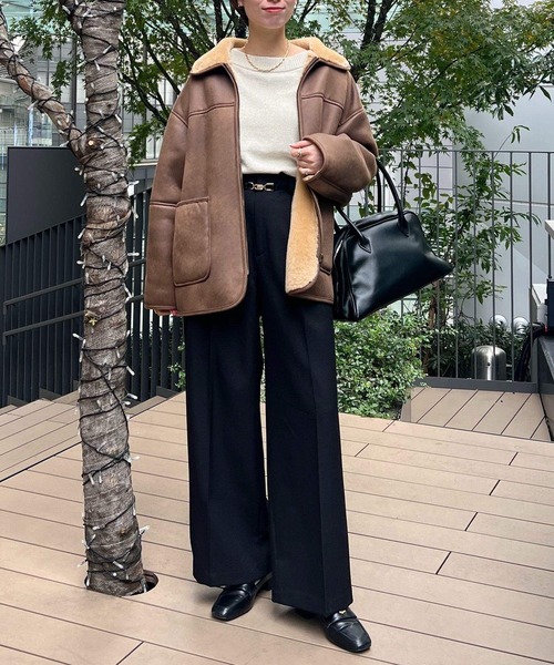 mysty woman（ミスティウーマン）の「ラメモールボートネックプルオーバー　250733（ニット/セーター・レディース・ライトピンク/ライトブルー/ブラック/アイボリー/ブラウン・FREE）」の16枚目の写真