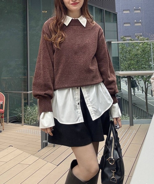 mysty woman（ミスティウーマン）の「ラメモールボートネックプルオーバー　250733（ニット/セーター・レディース・ライトピンク/ライトブルー/ブラック/アイボリー/ブラウン・FREE）」の18枚目の写真