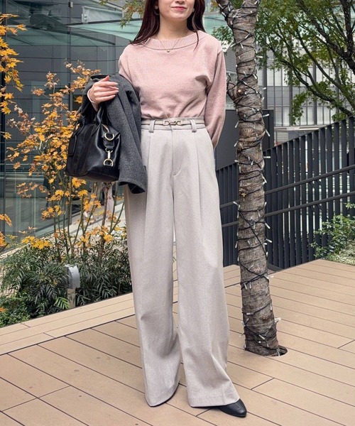 mysty woman（ミスティウーマン）の「ラメモールボートネックプルオーバー　250733（ニット/セーター・レディース・ライトピンク/ライトブルー/ブラック/アイボリー/ブラウン・FREE）」の20枚目の写真