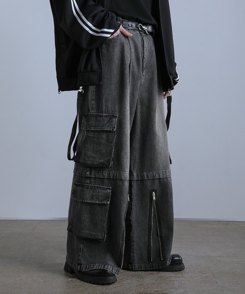 LILL（リル）の「【12oz】ワイドストレートメタルZIPアシンメトリー