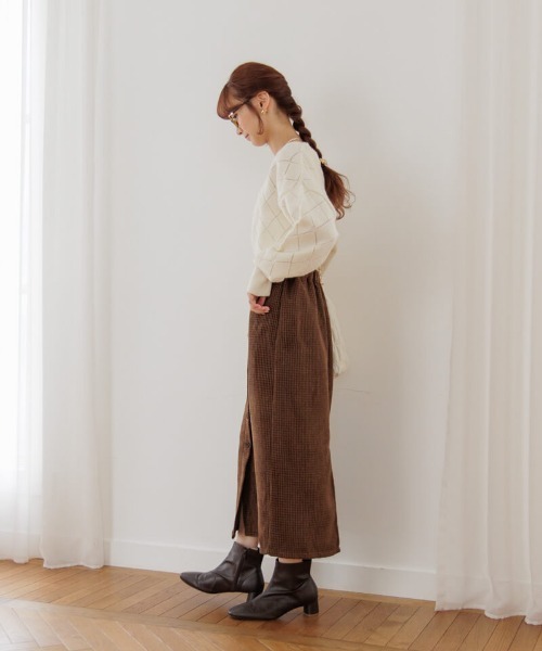 flower（フラワー）の「フラッフチェックスカート2（スカート・レディース・ブラウン/ブラック・FREE）」の7枚目の写真