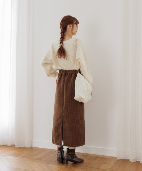 flower（フラワー）の「フラッフチェックスカート2（スカート・レディース・ブラウン/ブラック・FREE）」の8枚目の写真