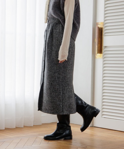 flower（フラワー）の「フラッフチェックスカート2（スカート・レディース・ブラウン/ブラック・FREE）」の15枚目の写真