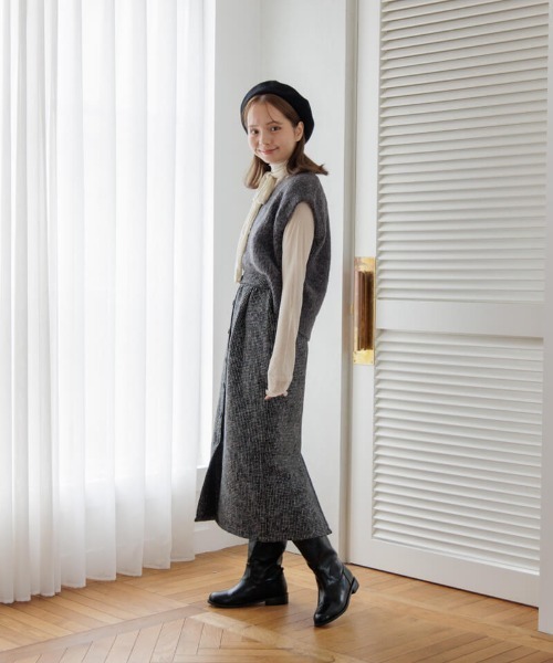 flower（フラワー）の「フラッフチェックスカート2（スカート・レディース・ブラウン/ブラック・FREE）」の18枚目の写真