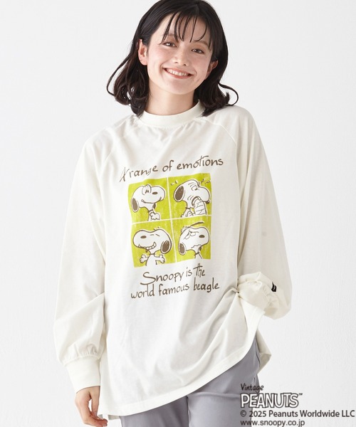 KRIFF MAYER Lady's Collection(クリフメイヤーレディースコレクション)の「スヌーピーゆるロンT(Tシャツ/カットソー・レディース・ブラック/オフホワイト/ピンク/カラフル/ライトグリーン・MEDIUM/LARGE)」の3枚目の写真