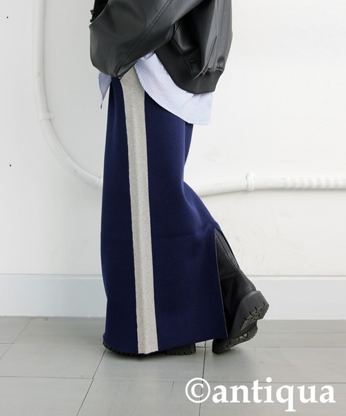 配色ラインニットスカート（スカート）｜antiqua（アンティカ）の