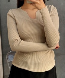 リブ編みニット ニット Uネック Vネック