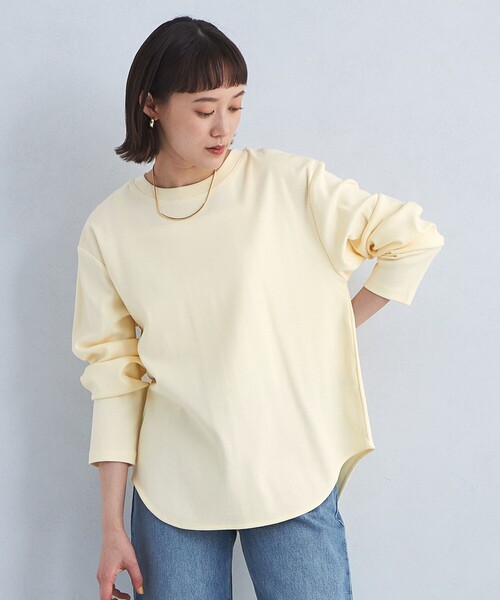 green label relaxing(グリーンレーベルリラクシング)の「ラウンドヘム プルオーバー カットソー(Tシャツ/カットソー・レディース・オフホワイト/クリーム/ダークグレー/その他1・FREE)」の4枚目の写真