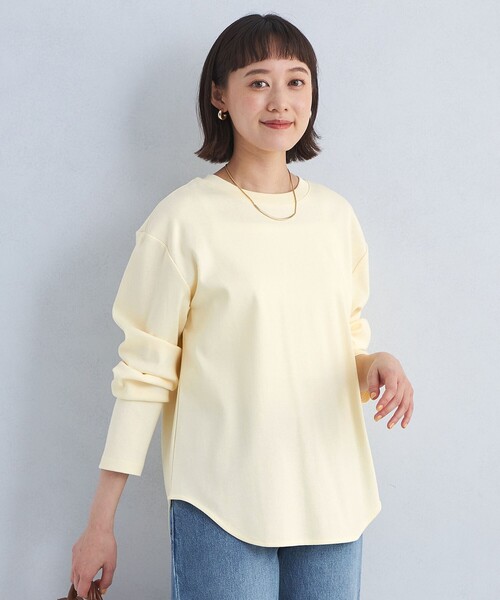 green label relaxing(グリーンレーベルリラクシング)の「ラウンドヘム プルオーバー カットソー(Tシャツ/カットソー・レディース・オフホワイト/クリーム/ダークグレー/その他1・FREE)」の5枚目の写真