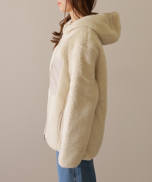 セール】異素材 ポケット フード付き フリース ブルゾン（その他