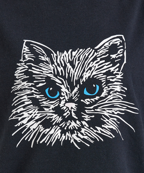 JERZEES/ジャージーズ】 Black cat crew sweat /odd eye/nose pink