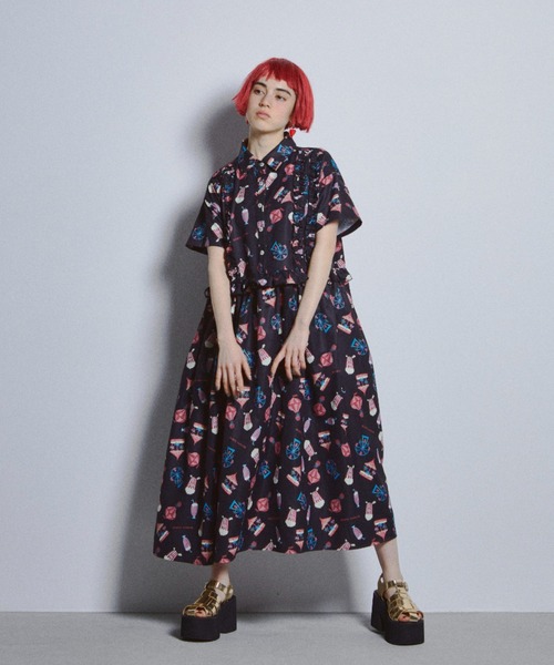 SPECIAL EDITION オリジナルプリントボリュームフリルワンピース