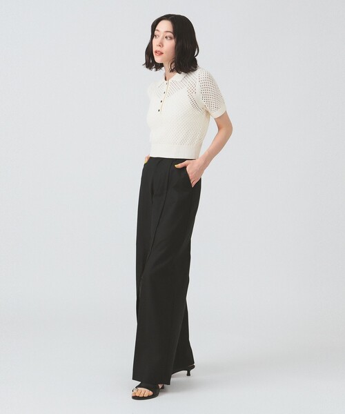 Ray BEAMS（レイビームス）の「メッシュ ニット ポロシャツ（ポロシャツ・レディース・ダークブラウン/レッド/オフホワイト・ONE SIZE）」の15枚目の写真