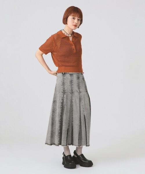 Ray BEAMS（レイビームス）の「メッシュ ニット ポロシャツ（ポロシャツ・レディース・ダークブラウン/レッド/オフホワイト・ONE SIZE）」の17枚目の写真