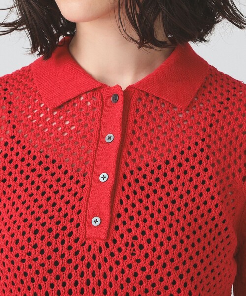 Ray BEAMS（レイビームス）の「メッシュ ニット ポロシャツ（ポロシャツ・レディース・ダークブラウン/レッド/オフホワイト・ONE SIZE）」の10枚目の写真