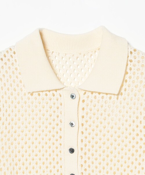 Ray BEAMS（レイビームス）の「メッシュ ニット ポロシャツ（ポロシャツ・レディース・ダークブラウン/レッド/オフホワイト・ONE SIZE）」の19枚目の写真