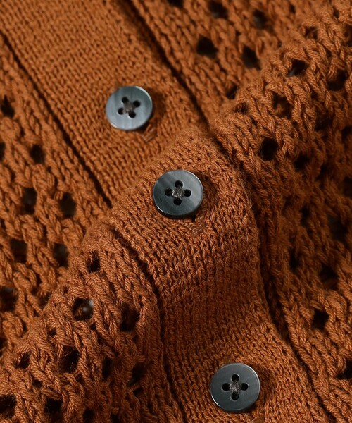 Ray BEAMS（レイビームス）の「メッシュ ニット ポロシャツ（ポロシャツ・レディース・ダークブラウン/レッド/オフホワイト・ONE SIZE）」の12枚目の写真