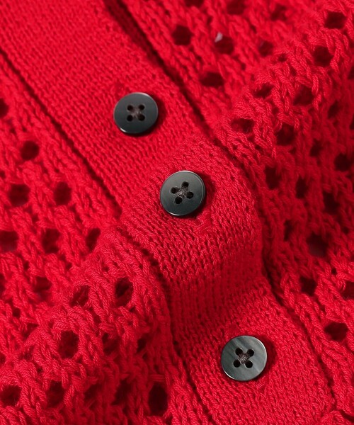 Ray BEAMS（レイビームス）の「メッシュ ニット ポロシャツ（ポロシャツ・レディース・ダークブラウン/レッド/オフホワイト・ONE SIZE）」の8枚目の写真