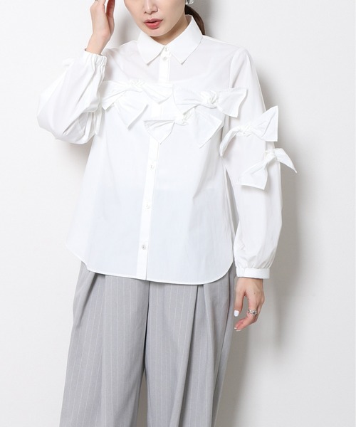 Re.Verofonna(ヴェロフォンナ)の「アシメリボンモチーフブラウス(シャツ/ブラウス・レディース・ブラック系その他/ブラック/ホワイト・MEDIUM)」の2枚目の写真
