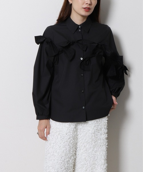 Re.Verofonna(ヴェロフォンナ)の「アシメリボンモチーフブラウス(シャツ/ブラウス・レディース・ブラック系その他/ブラック/ホワイト・MEDIUM)」の1枚目の写真
