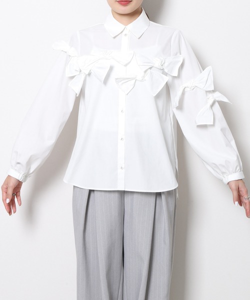 Re.Verofonna(ヴェロフォンナ)の「アシメリボンモチーフブラウス(シャツ/ブラウス・レディース・ブラック系その他/ブラック/ホワイト・MEDIUM)」の7枚目の写真