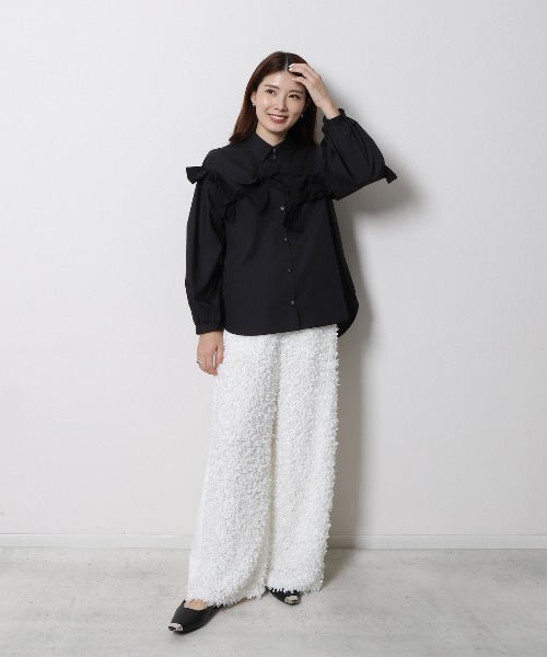 Re.Verofonna(ヴェロフォンナ)の「アシメリボンモチーフブラウス(シャツ/ブラウス・レディース・ブラック系その他/ブラック/ホワイト・MEDIUM)」の9枚目の写真