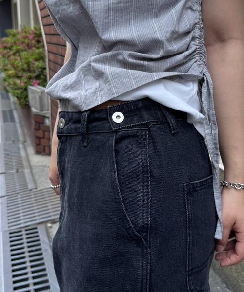 INTER FACTORY（インターファクトリー）の「あいり-SNAP WIDE CARGO DENIM/スナップワイドカーゴデニム made by inter factory（デニムパンツ・レディース・ブルー/ブラック・SMALL/MEDIUM）」の12枚目の写真