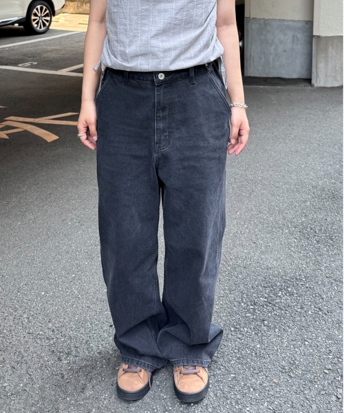 INTER FACTORY（インターファクトリー）の「あいり-SNAP WIDE CARGO DENIM/スナップワイドカーゴデニム made by inter factory（デニムパンツ・レディース・ブルー/ブラック・SMALL/MEDIUM）」の5枚目の写真