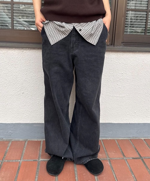 INTER FACTORY（インターファクトリー）の「あいり-SNAP WIDE CARGO DENIM/スナップワイドカーゴデニム made by inter factory（デニムパンツ・レディース・ブルー/ブラック・SMALL/MEDIUM）」の16枚目の写真