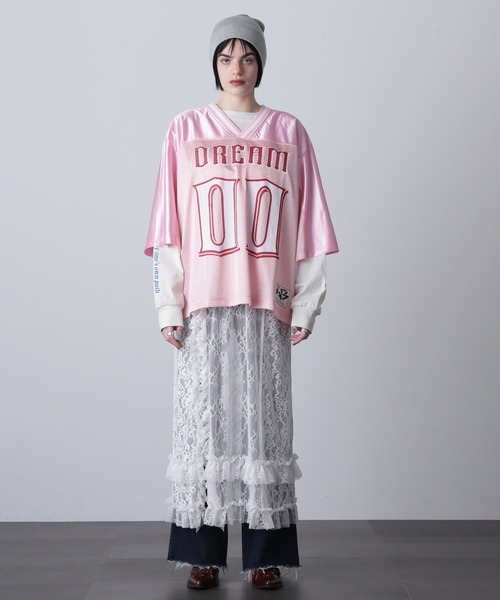 セール】(OKIRAKU×ROSEBUD)メッシュフットボールT（Tシャツ
