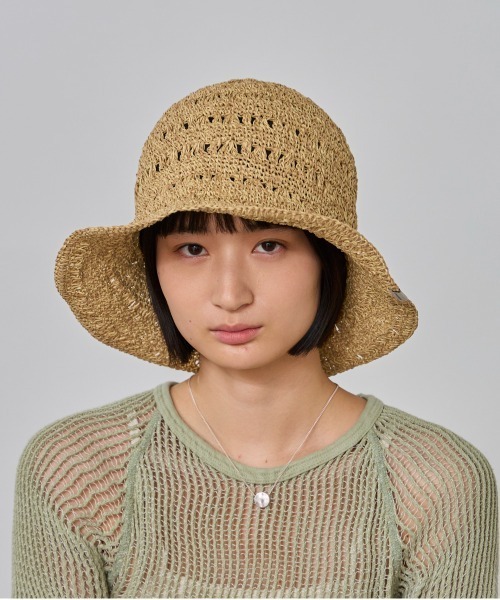 OVERRIDE(オーバーライド)の「OVERRIDE W PAPER CROCHET SUN HAT / オーバーライド(ハット・レディース・ピンク/ネイビー/ベージュ・M/57.5cm)」の5枚目の写真