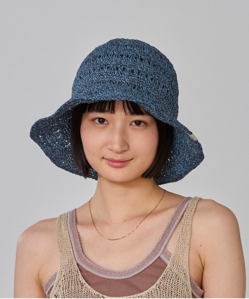 OVERRIDE(オーバーライド)の「OVERRIDE W PAPER CROCHET SUN HAT / オーバーライド(ハット・レディース・ピンク/ネイビー/ベージュ・M/57.5cm)」の10枚目の写真