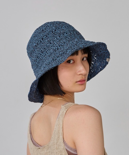 OVERRIDE(オーバーライド)の「OVERRIDE W PAPER CROCHET SUN HAT / オーバーライド(ハット・レディース・ピンク/ネイビー/ベージュ・M/57.5cm)」の11枚目の写真