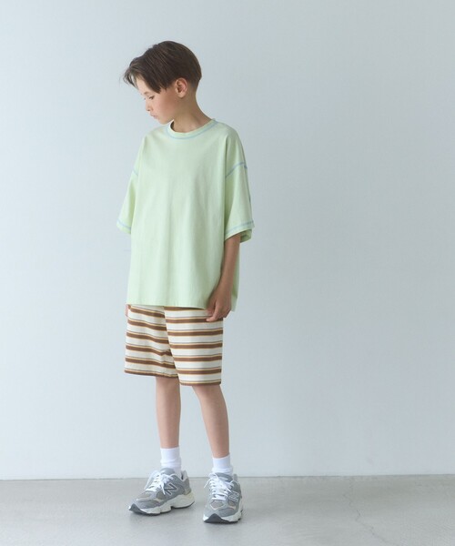green label relaxing(グリーンレーベルリラクシング)の「【スタメンシリーズ】HC カラーステッチ Tシャツ / キッズ 100cm-160cm(Tシャツ/カットソー・キッズ・ブラック/オリーブ/ブラウン/コバルトブルー/ライラック/ライム・140cm/130cm/120cm/100cm/110cm/160cm/150cm)」の7枚目の写真