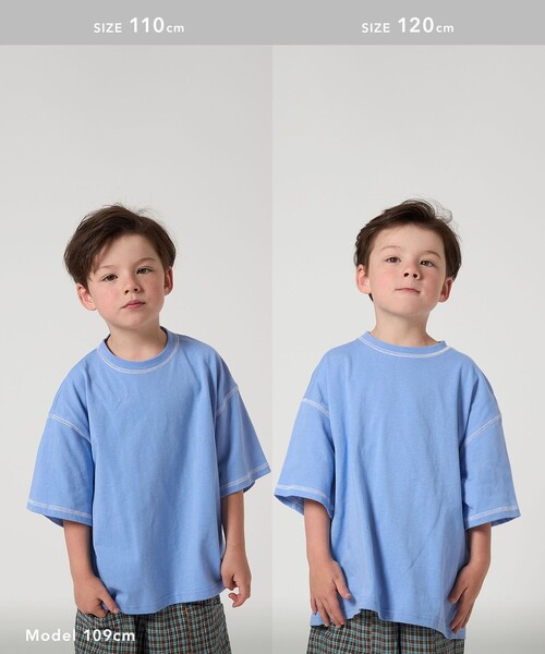 green label relaxing(グリーンレーベルリラクシング)の「【スタメンシリーズ】HC カラーステッチ Tシャツ / キッズ 100cm-160cm(Tシャツ/カットソー・キッズ・ブラック/オリーブ/ブラウン/コバルトブルー/ライラック/ライム・140cm/130cm/120cm/100cm/110cm/160cm/150cm)」の15枚目の写真