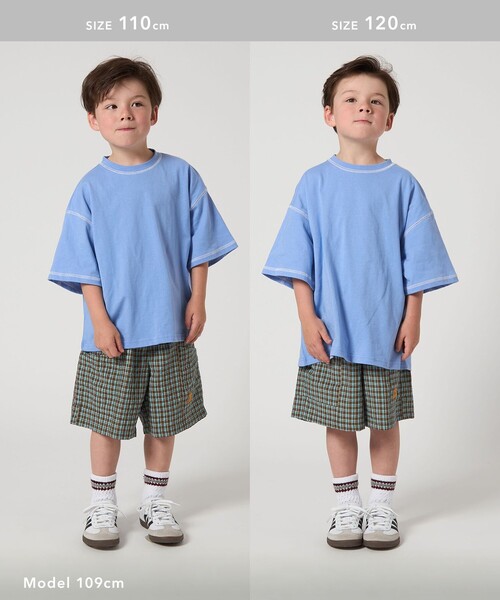 green label relaxing(グリーンレーベルリラクシング)の「【スタメンシリーズ】HC カラーステッチ Tシャツ / キッズ 100cm-160cm(Tシャツ/カットソー・キッズ・ブラック/オリーブ/ブラウン/コバルトブルー/ライラック/ライム・140cm/130cm/120cm/100cm/110cm/160cm/150cm)」の16枚目の写真