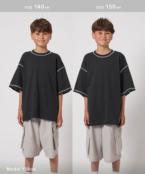 green label relaxing(グリーンレーベルリラクシング)の「【スタメンシリーズ】HC カラーステッチ Tシャツ / キッズ 100cm-160cm(Tシャツ/カットソー・キッズ・ブラック/オリーブ/ブラウン/コバルトブルー/ライラック/ライム・140cm/130cm/120cm/100cm/110cm/160cm/150cm)」の21枚目の写真