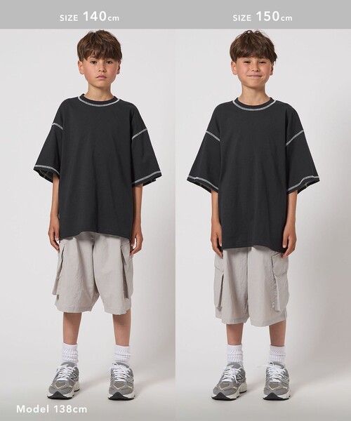 green label relaxing(グリーンレーベルリラクシング)の「【スタメンシリーズ】HC カラーステッチ Tシャツ / キッズ 100cm-160cm(Tシャツ/カットソー・キッズ・ブラック/オリーブ/ブラウン/コバルトブルー/ライラック/ライム・140cm/130cm/120cm/100cm/110cm/160cm/150cm)」の22枚目の写真