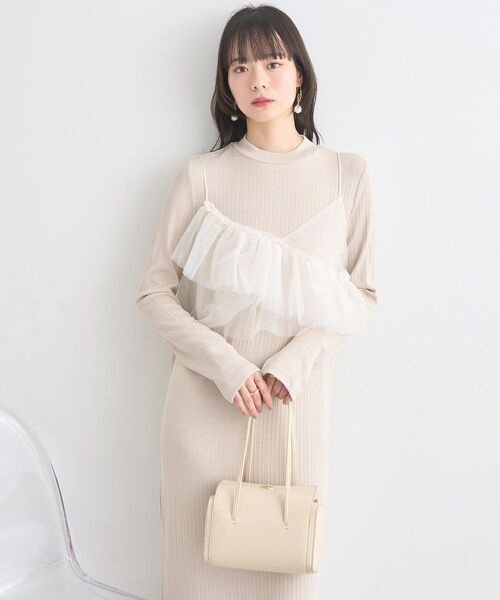 earth music&ecology(アースミュージックアンドエコロジー)の「SET2点アシメチュールビスチェ+ワンピース(ワンピース・レディース・ライトグレー/ブラック/ベージュ・S/M)」の7枚目の写真