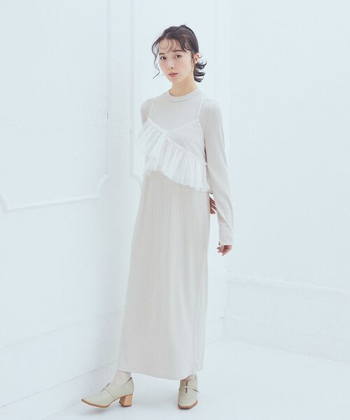 earth music&ecology(アースミュージックアンドエコロジー)の「SET2点アシメチュールビスチェ+ワンピース(ワンピース・レディース・ライトグレー/ブラック/ベージュ・S/M)」の8枚目の写真