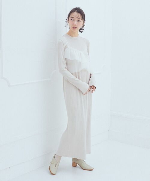 earth music&ecology(アースミュージックアンドエコロジー)の「SET2点アシメチュールビスチェ+ワンピース(ワンピース・レディース・ライトグレー/ブラック/ベージュ・S/M)」の10枚目の写真