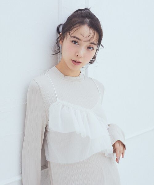 earth music&ecology(アースミュージックアンドエコロジー)の「SET2点アシメチュールビスチェ+ワンピース(ワンピース・レディース・ライトグレー/ブラック/ベージュ・S/M)」の11枚目の写真
