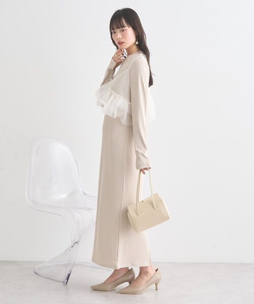 earth music&ecology(アースミュージックアンドエコロジー)の「SET2点アシメチュールビスチェ+ワンピース(ワンピース・レディース・ライトグレー/ブラック/ベージュ・S/M)」の20枚目の写真