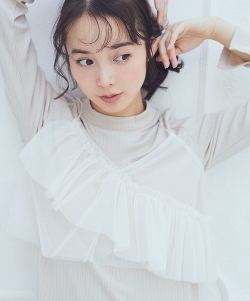 earth music&ecology(アースミュージックアンドエコロジー)の「SET2点アシメチュールビスチェ+ワンピース(ワンピース・レディース・ライトグレー/ブラック/ベージュ・S/M)」の3枚目の写真