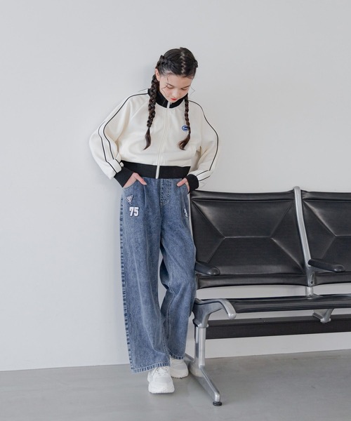 GLOBAL WORK（グローバルワーク）の「ショートトラックジャケット/290868（ジャージ・キッズ・アイボリー/ネイビー/サックスブルー・140cm/150cm/130cm/160cm）」の4枚目の写真