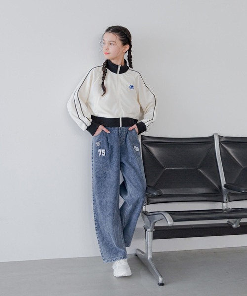 GLOBAL WORK（グローバルワーク）の「ショートトラックジャケット/290868（ジャージ・キッズ・アイボリー/ネイビー/サックスブルー・140cm/150cm/130cm/160cm）」の5枚目の写真